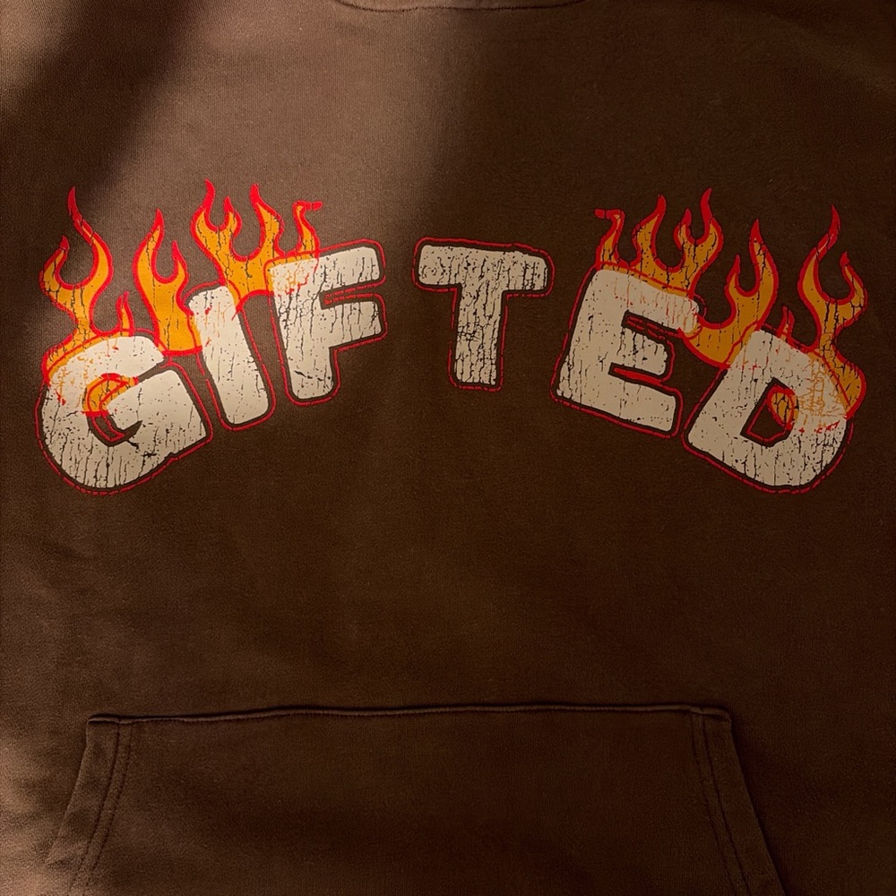 GIFTED Flame-Graphic Brown Hoodie